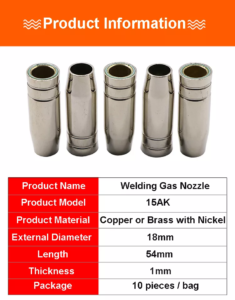 Good Quality Copper Spot Welding Gas Nozzle Parts for MIG Torch 14 15 24 25 36