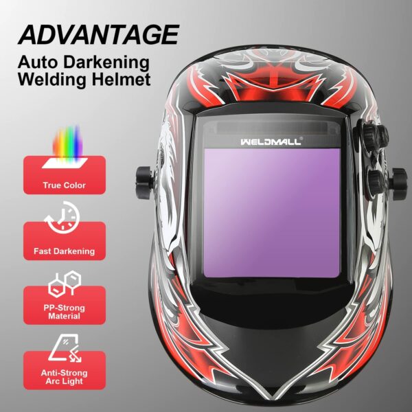 WELDMALL True Color Solar Power Auto Darkening Welding Helmet