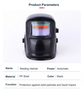 Black PP Material Good Quality Auto-Darkening Solar Powered Cheap Welding Helmet