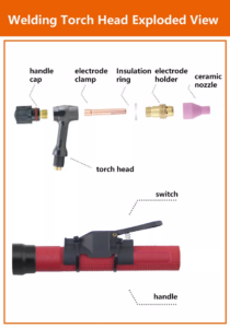 Arc Tig Welding Torch with Rocker Switch