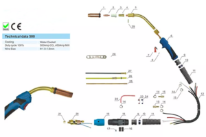  Water Cooled 500 501D Mig Welding Torch